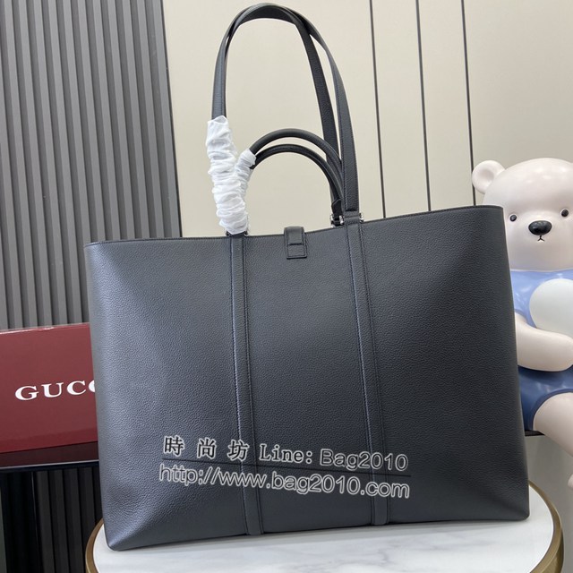 Gucci專櫃古馳最新款托特包以粒面軟皮男士肩背手提包 jh2005型號：816753